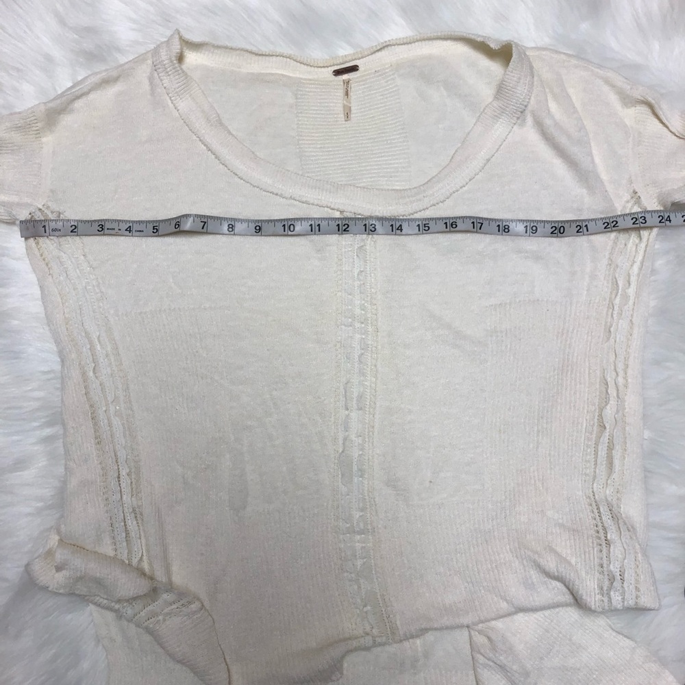 FREE PEOPLE LINEN BLEND LIGHTWEIGHT SLOUCHY FIT HIGH/LOW SWEATER - Picture 6 of 7